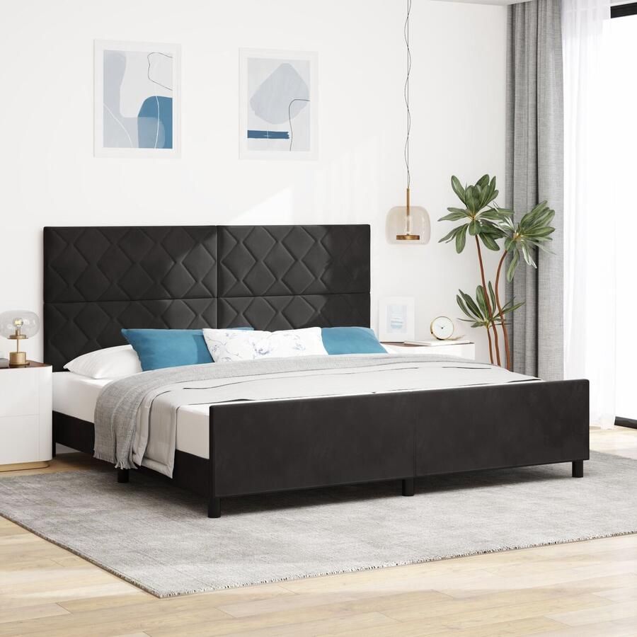VidaXL Bedframe met hoofdeinde Zwart 200 x 200 cm Fluweel - Foto 2