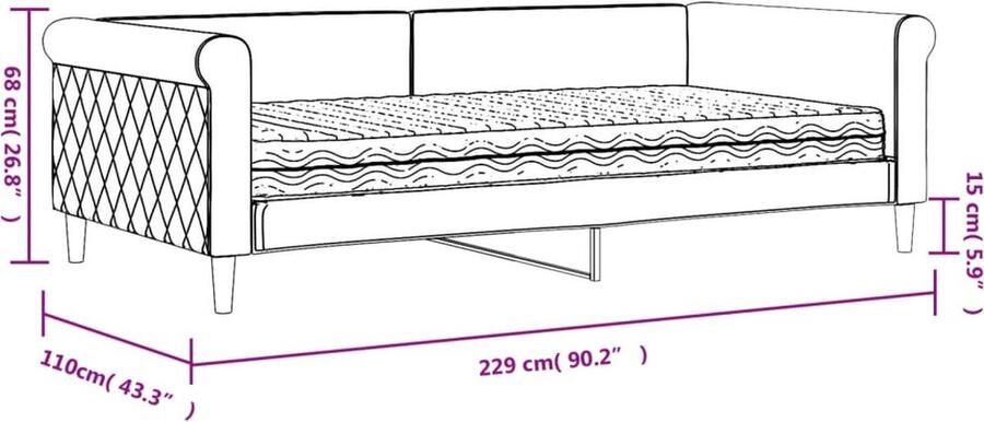 VidaXL Zwarte Fluwelen Slaapbank met Matras 100x200 cm Slaapbank Tweepersoonsbed Zwarte Slaapbank Moderne Slaapbank Fluweelslaapbank Sofa Bed