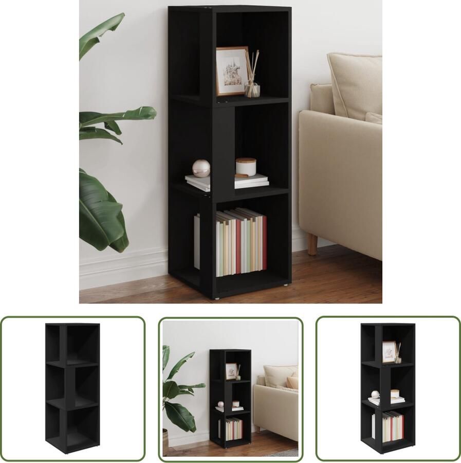 The Living Store Hoekkast Zwart Hoekmeubel 33 x 33 x 100 cm Stevig en stabiel Hoekkast Zwarte Hoekkast Houten Hoekkast Opbergkast Tv Stand - Foto 2