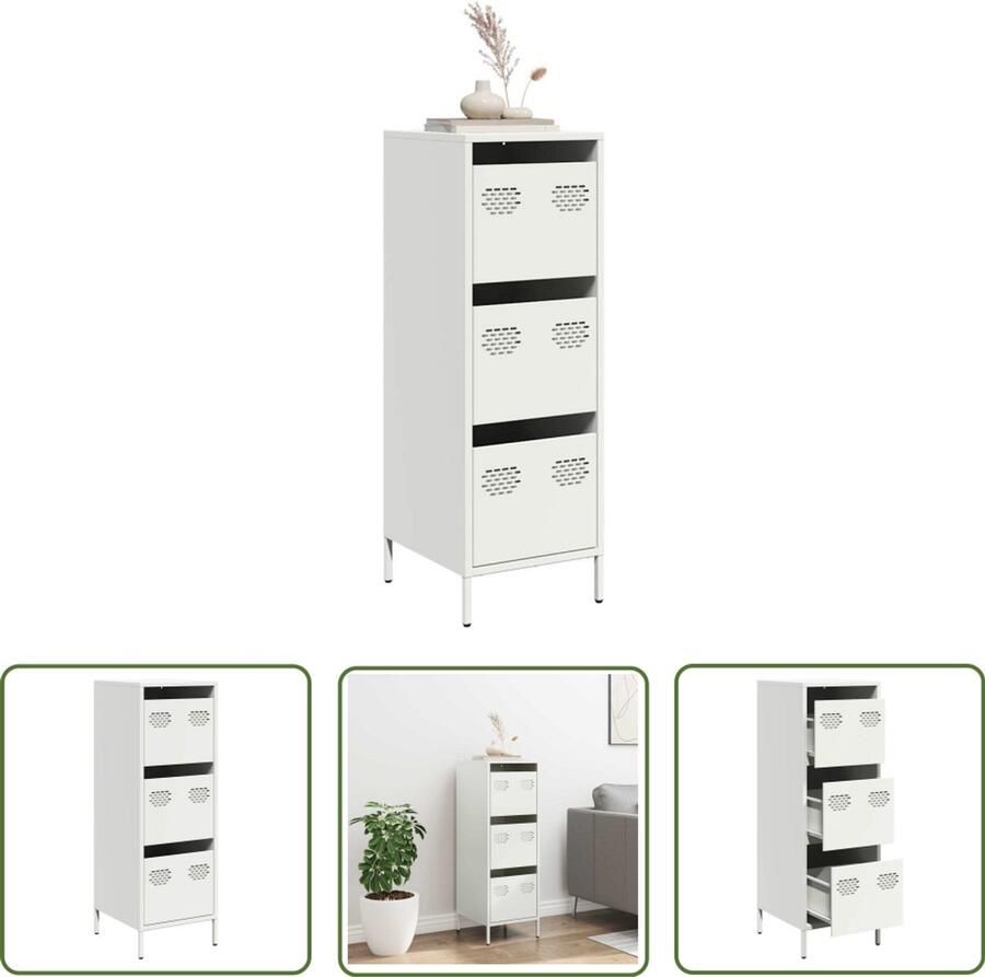 The Living Store Hoge kast 39x35x103 5 cm staal zwart Hoge Kast Metalen Kast Opbergkast Keukenopslag Bureaulade