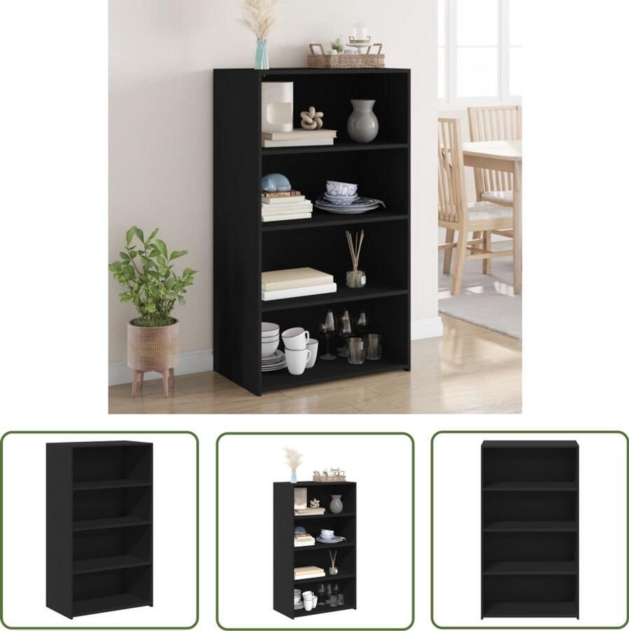 The Living Store Hoge kast 70x41x124 cm bewerkt hout zwart Opbergkast Scandinavisch Design Zwarte Kast Houten Kast Woonkamer Kast