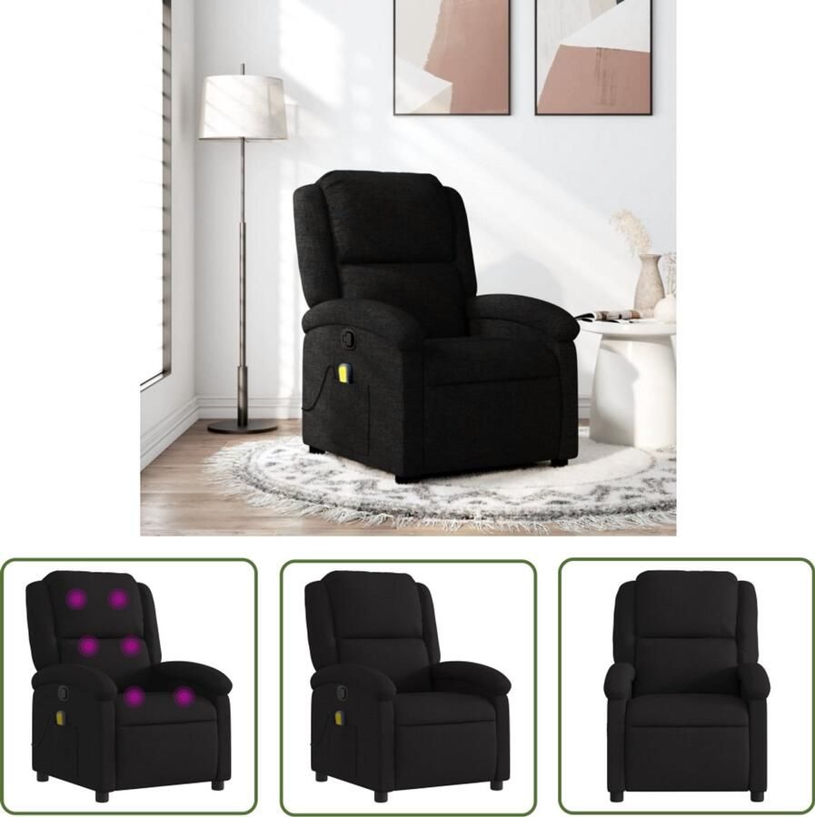 VidaXL Massagestoel verstelbaar stof zwart Massagestoel Zwarte Massagestoel Verstelbare Massagestoel Relaxstoel Wellnessstoeltje