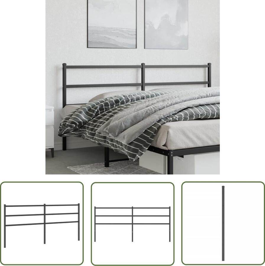 The Living Store Hoofdbord Zwarte Metalen Wand 206 x 3 x 90 cm Robuuste Staal Bouw Hoofdbord Zwarte Metalen Hoofdbord Staal Hoofdbord 200 Cm Metalen Hoofdbord