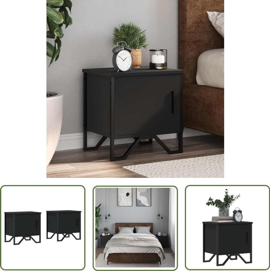 VidaXL Nachtkastjes 2 st 40x30x40 cm spaanplaat zwart Nachtkastjes Zwarte Nachtkastjes Set Kastjes Slaapkamers