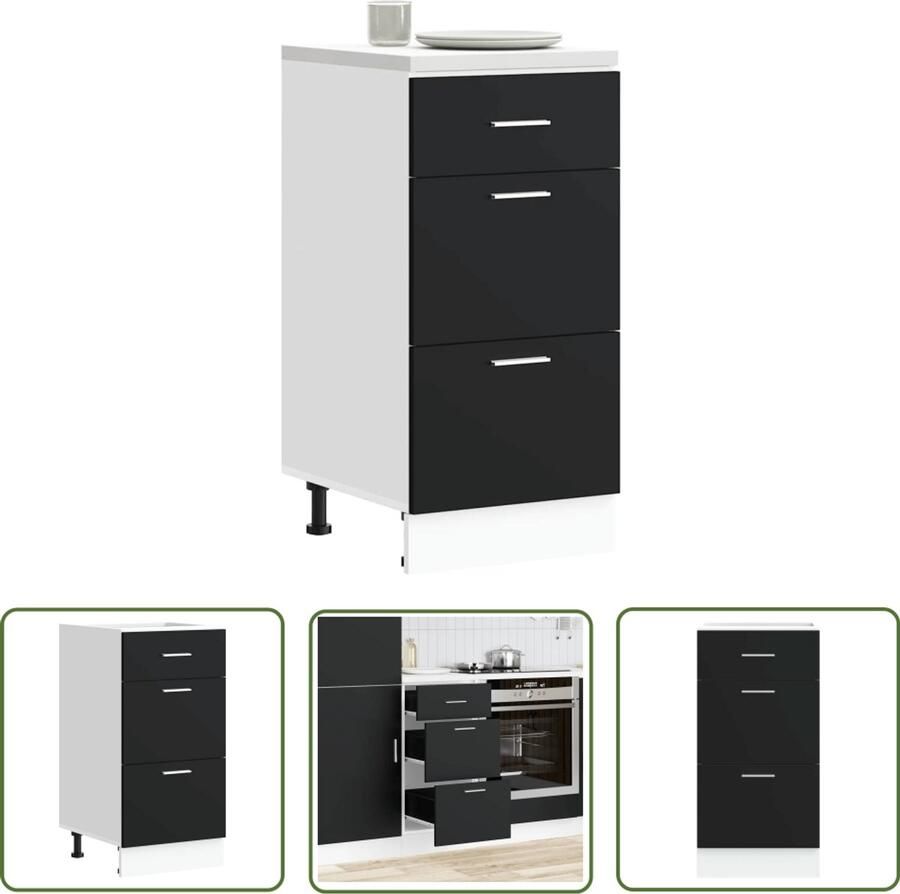 VidaXL Onderkast Lyon 40x46x81 5 cm bewerkt hout zwart Onderkasten Zwarte Onderkast Houten Onderkast Keukenopstelling Opslagruimte