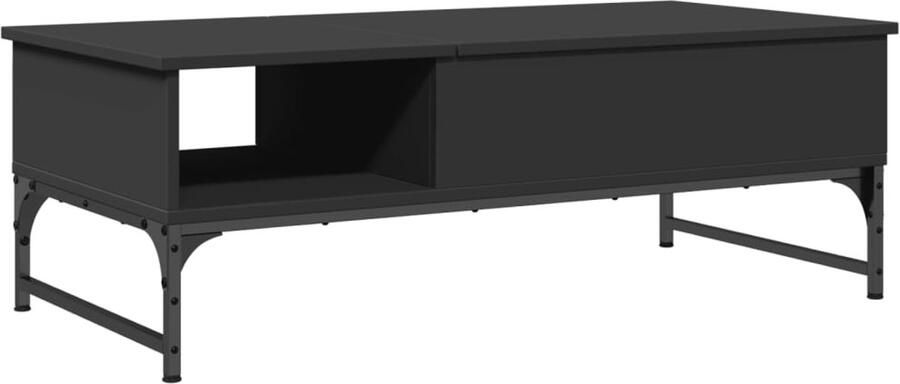 The Living Store Salontafel 100x50x35 cm bewerkt hout en metaal zwart Salontafel Zwarte Salontafel Houten Salontafel Metalen Salontafel Tv Tafellaar