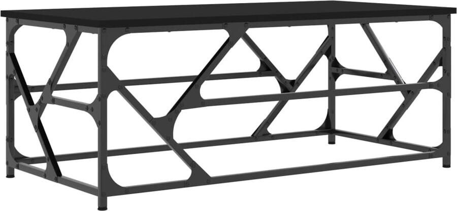The Living Store Salontafel 100x50x40 cm bewerkt hout zwart eikenkleurig Salontafel Zwarte Salontafel Houten Salontafel Metalen Salontafel Bijzettafel