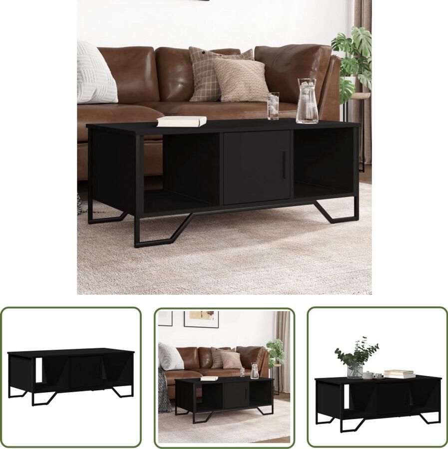 The Living Store Salontafel 100x51x40 cm bewerkt hout zwart Salontafel Houten Salontafel Zwarte Salontafel Modern Salontafel Tv Tafels