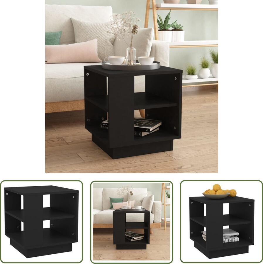 The Living Store Salontafel Zwart 40 x 40 x 43 cm Modern Ontwerp Stevige Constructie Veel Opbergruimte Gemakkelijk Schoon te Maken Montage Vereist - Foto 2