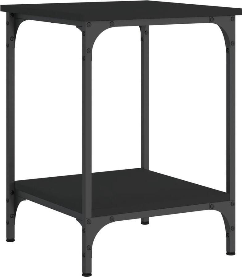 The Living Store Salontafel Zwart 40 x 40 x 55 cm Stevig houten tafelblad Salontafel Zwarte Salontafel Moderne Salontafel Tv Tafellaar Koffietafel