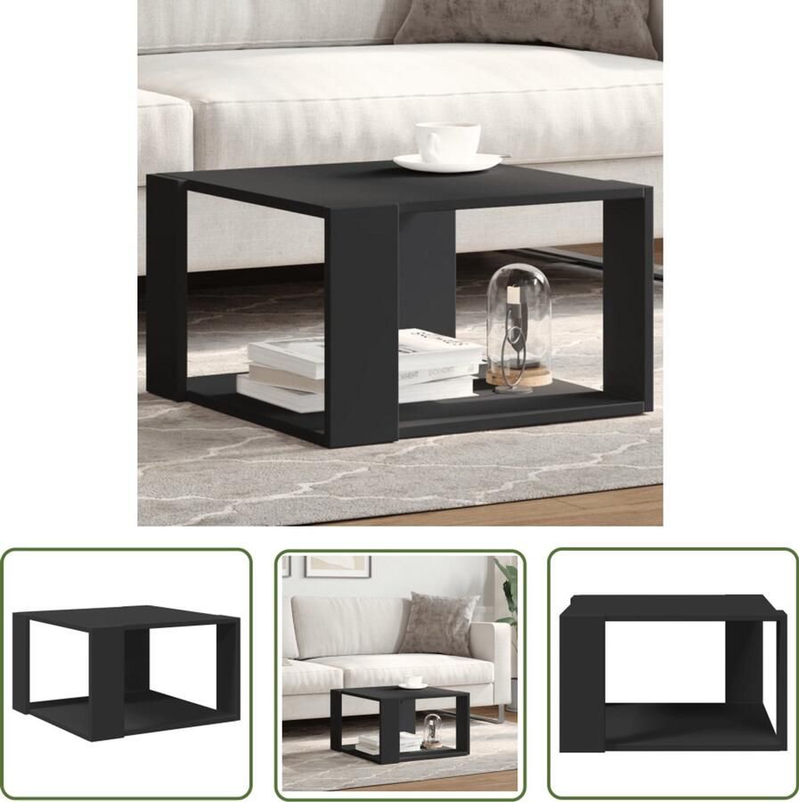 VidaXL Salontafel 51 5x51 5x30 cm bewerkt hout zwart Salontafel Zwarte Salontafel Houten Salontafel Bijzettafel Koffietafel