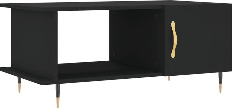 The Living Store Salontafel Zwart 90 x 50 x 40 cm Duurzaam bewerkt hout en ijzer Salontafel Zwarte Salontafel Houten Salontafel Metalen Salontafel Bijzettafel - Foto 3