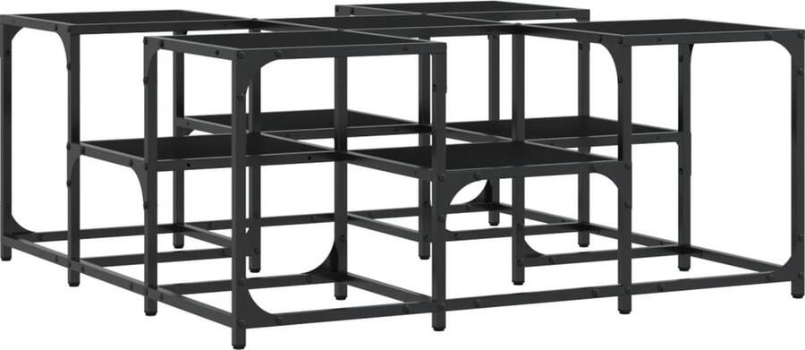 The Living Store Salontafel 91x91x40 cm bewerkt hout zwart Salontafel Industrieel Design Zwarte Salontafel Houten Salontafel Bijzettafel