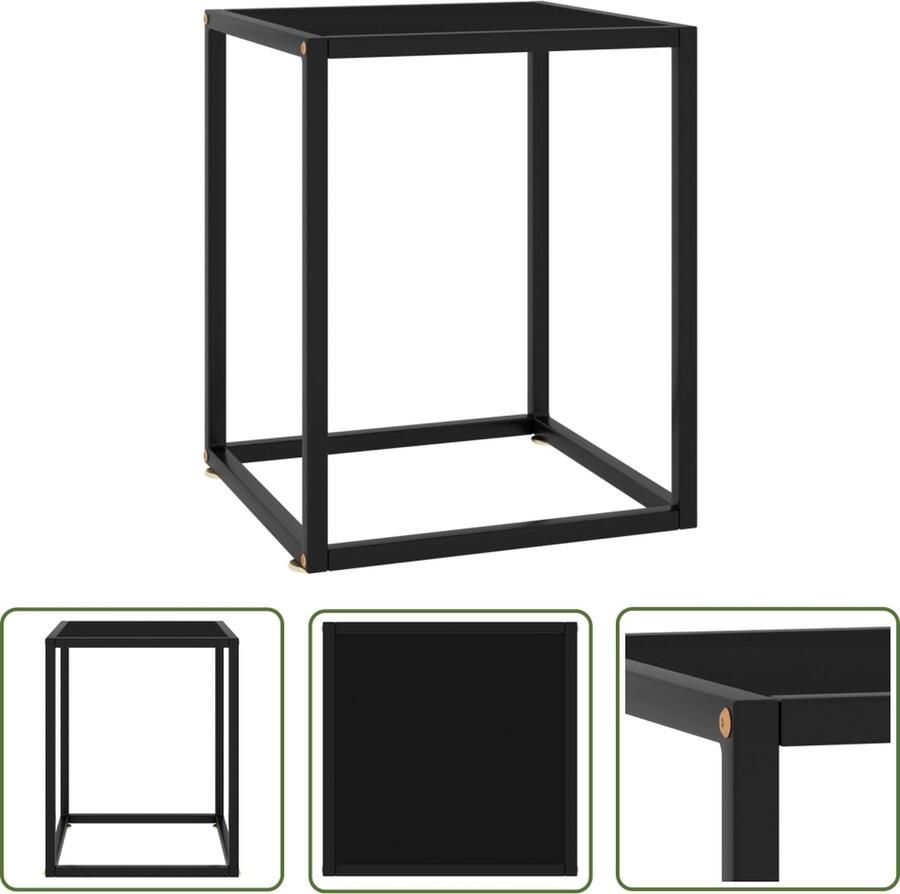 The Living Store Salontafel Modern Gehard Glas 40 x 40 x 50 cm Zwart Salontafel Zwarte Salontafel Modern Design Glas Tafellaar Stoer Meubilair - Foto 2