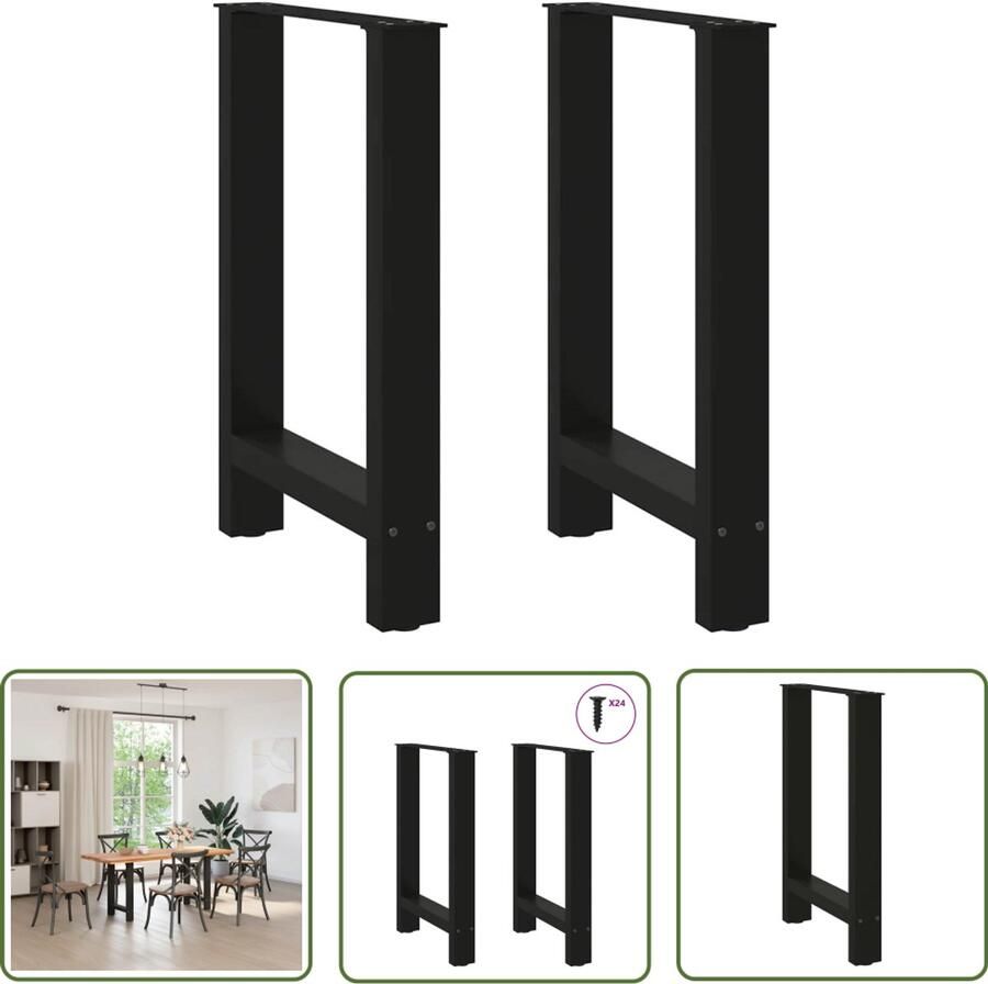 The Living Store Salontafelpoten 2 st 60x(72-73) cm staal zwart Salontafelpoten Zwarte Salontafelpoten Metalen Salontafelpoten Tafelpoten Set Twee Stuks Salontafelpoten