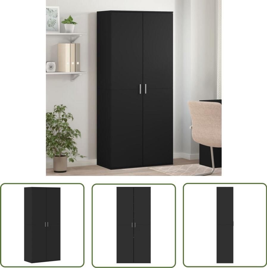 The Living Store Schoenenkast 80x39x178 cm spaanplaat zwart Schoenenkast Zwarte Schoenenkast Houten Schoenenkast Opberg Kast Entree Kast