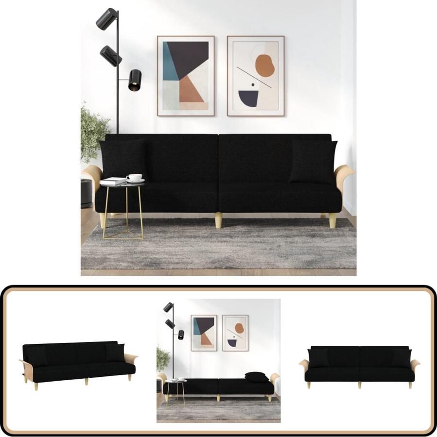 VidaXL -Slaapbank-met-armleuningen-stof-zwart