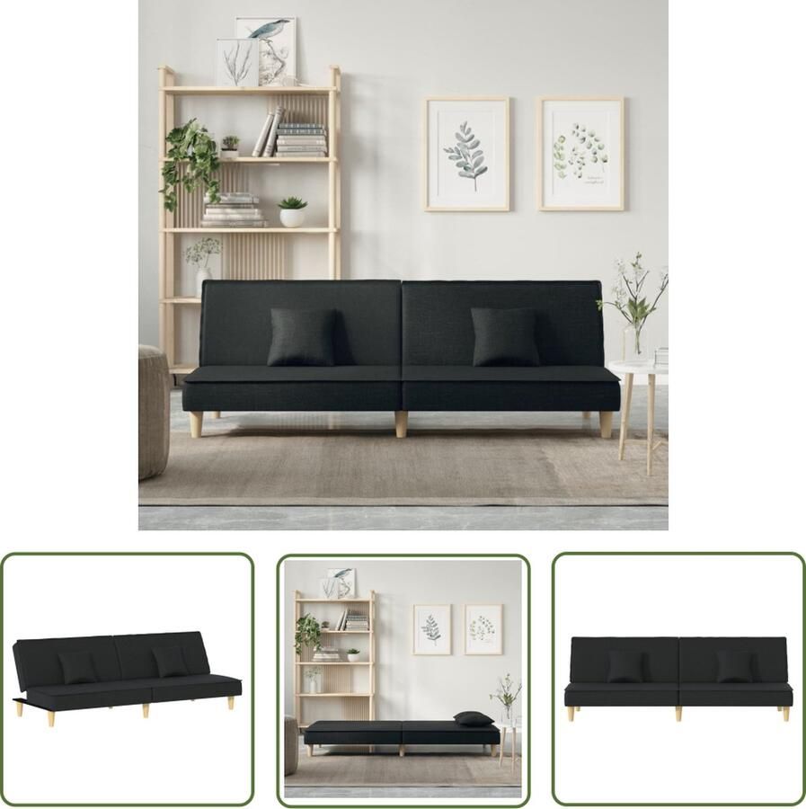 The Living Store Slaapbank Zwart 200x89x70 cm Verstelbare rugleuning Comfortabele zitplaats Duurzaam materiaal Slaapbank Zwarte Slaapbank Comfortabele Slaapbank Tweepersoons Slaapbank Multifunctionele Bank - Foto 2