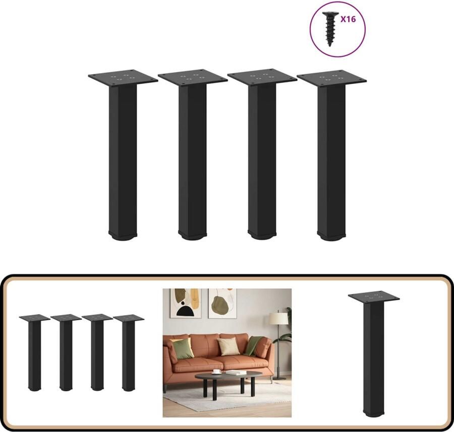 VidaXL Zwarte Stalen Salontafelpoten 30-32 cm Salontafel Potten Salontafel Poten Zwart Metalen Salontafel Poten Industriele Salontafel Poten Vintage Salontafel Poten