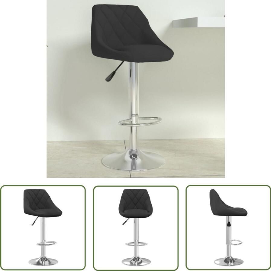 The Living Store Barkruk fluweel zwart Barstoel Zwarte Stoel Fluweel Barkruk Lounge Stoel Comfortabele Barkruk