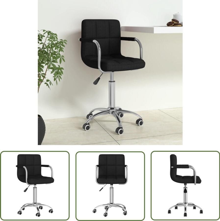 The Living Store Kantoorstoel draaibaar stof zwart Kantoorstoel Zwarte Stoel Ergonomische Stoel Draaibare Stoel Bureaustoel