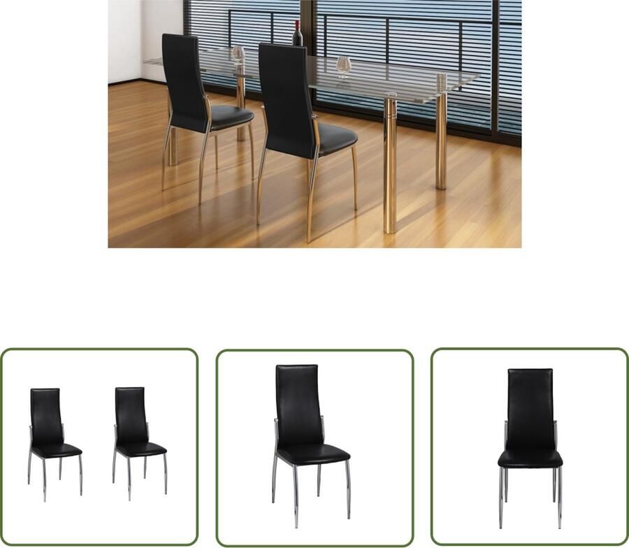 The Living Store Eetkamerstoelen Modern 54 x 43 x 100 cm Zwart Eetkamerstoelen Zwarte Stoelen Modern Meubilair Kunstleder Stoelen Comfortabele Stoelen - Foto 2