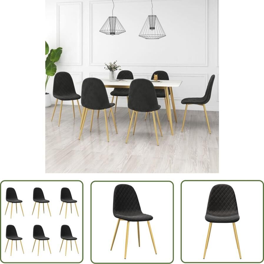 The Living Store Eetstoelen Keukenstoelen Zwart Fluweel 45x53.5x87cm Eetkamerstoelen Zwarte Stoelen Velvet Stoelen Moderne Stoelen Luxe Stoelen - Foto 2