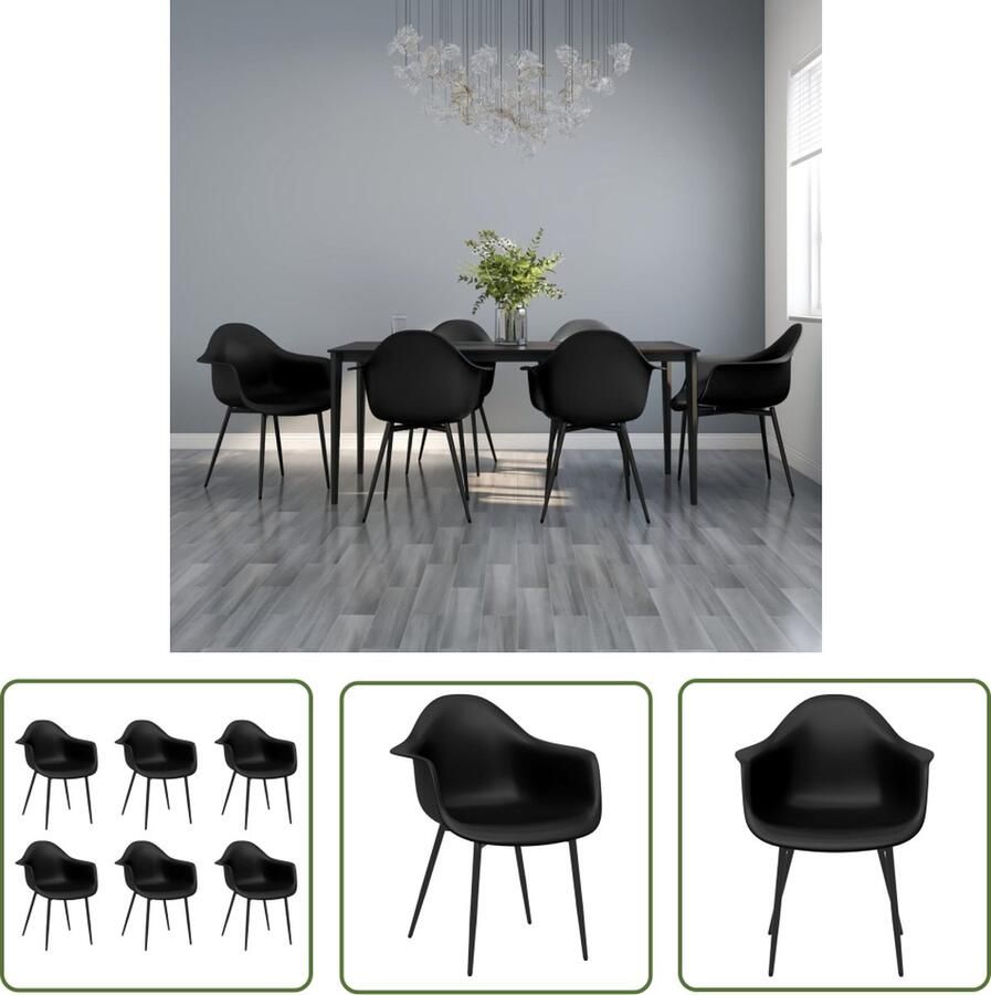The Living Store Eetkamerstoelen s Polypropyleen 64 x 59 x 84 cm Ergonomisch gebogen rugleuning Eetkamerstoelen Zwarte Stoelen Design Meubels Ergonomische Stoelen Kunststoffen Stoelen - Foto 2