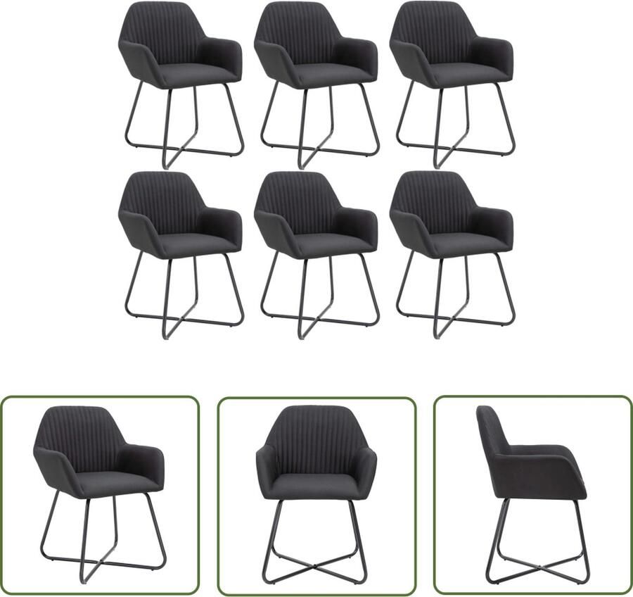 The Living Store Eetkamerstoelen 6 st stof zwart Eetkamerstoelen Zwarte Stoelen Design Meubels Ergonomische Stoelen Comfortabele Stoelen - Foto 2