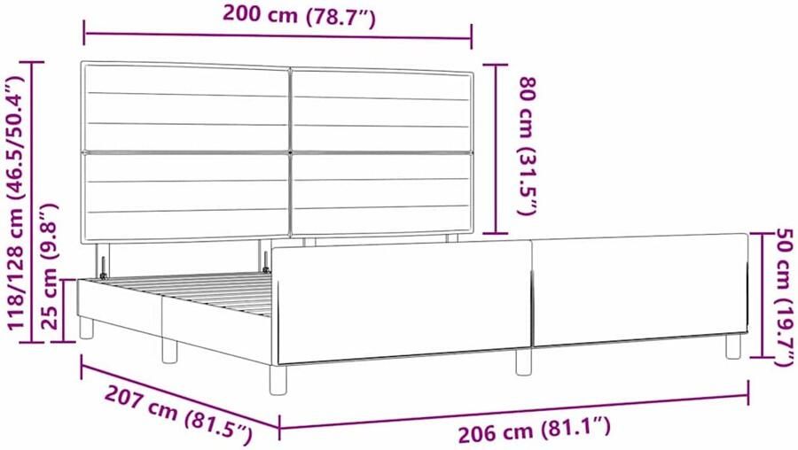 VidaXL Kingsize Bed Frame Zwart 200 x 200 cm Houten Set van 3 Minimalistisch