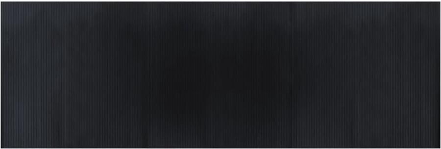 The Living Store Vloerkleed rechthoekig 100x300 cm bamboe zwart Bamboetapijt Zwarte Tapijt Modern Tapijt Anti Slip Tapijt Groot Tapijt