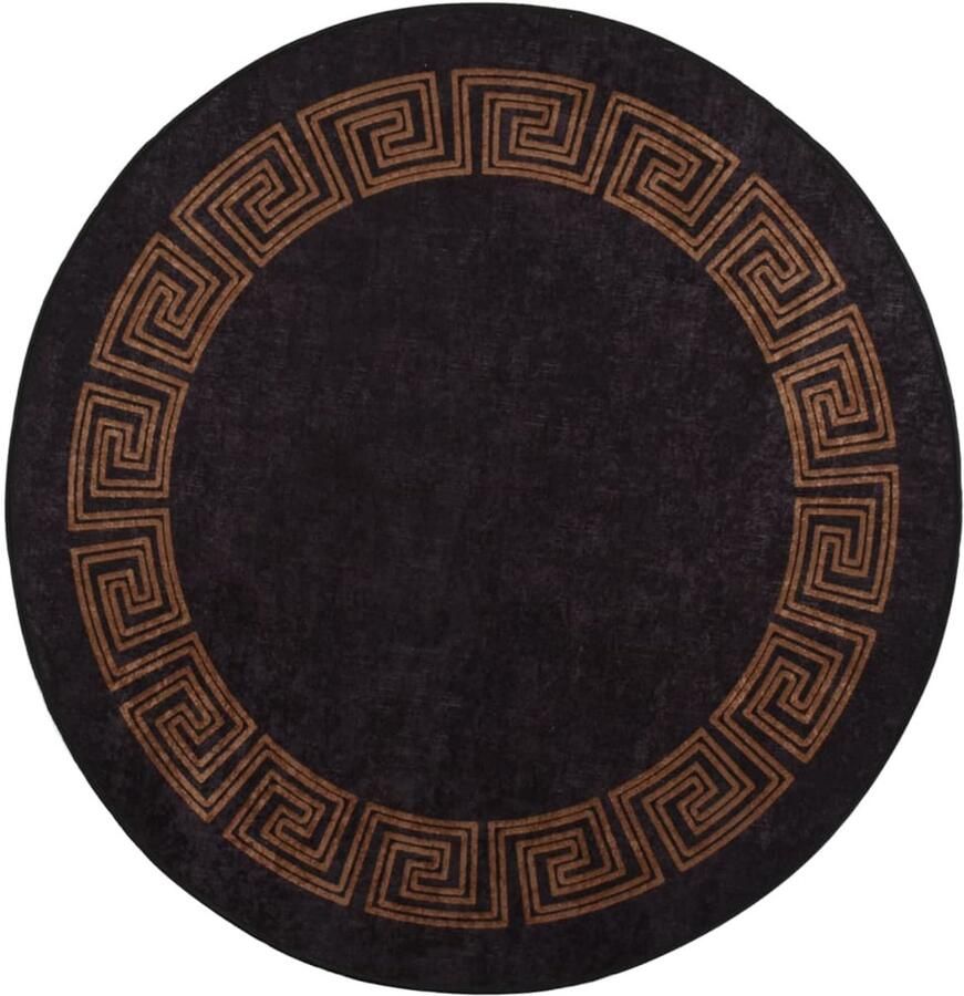 The Living Store Zwarte en Gouden Tapijt 200 cm Fluweel Anti-Slip Geluidsabsorberend Zachte Tapijt Zwarte Tapijt Gouden Tapijt Rond Tapijt Fluweel Tapijt - Foto 3