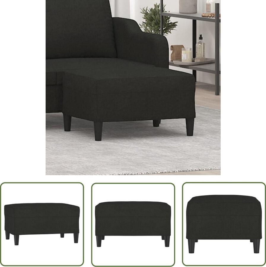 The Living Store Voetenbank 70x55x41 cm stof zwart Voetenbank Zwarte Voetenbank Stoffen Voetenbank Flexibele Voetenbank Kleine Voetenbank