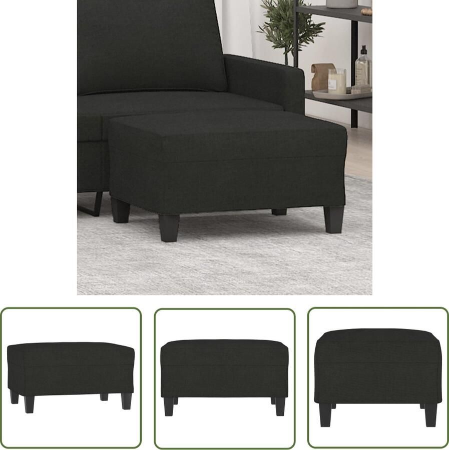 The Living Store Voetenbank 70x55x41 cm stof zwart Voetenbank Zwarte Voetenbank Stoffen Voetenbank Lounge Relaxstoel Accessoires