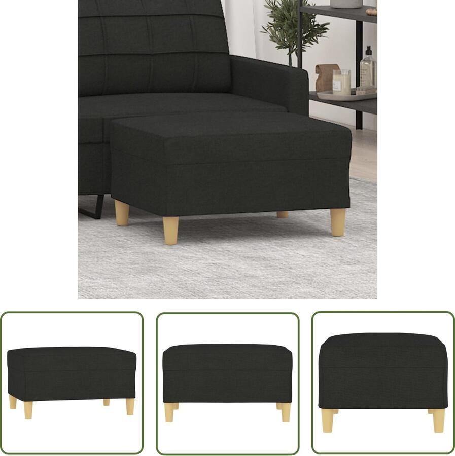 The Living Store Voetenbank Zwart 70 x 55 x 41 cm Duurzaam materiaal Voetenbank Zwarte Voetenbank Stoffen Voetenbank Moderne Voetenbank Kleine Voetenbank