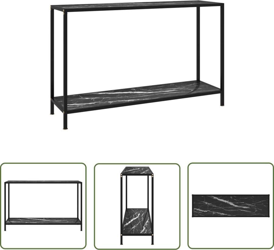 The Living Store Wandtafel Zwart 120 x 35 x 75 cm Gehard glas en gepoedercoat staal Wandtafel Zwarte Wandtafel Salontafel Bijzettafel Modern Tafellamp - Foto 2