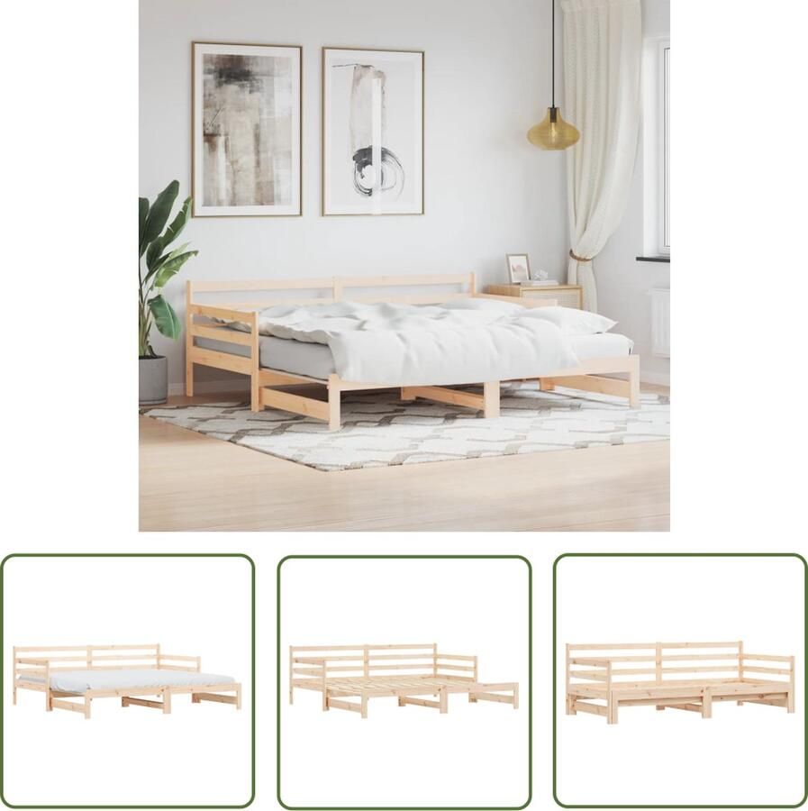 The Living Store Slaapbank 2-in-1 Massief grenenhout 203.5 x 184 x 69.5 cm Extra opbergruimte Slaapbank Zweefbed Houten Bed Tweepersoonsbed Stapelbed