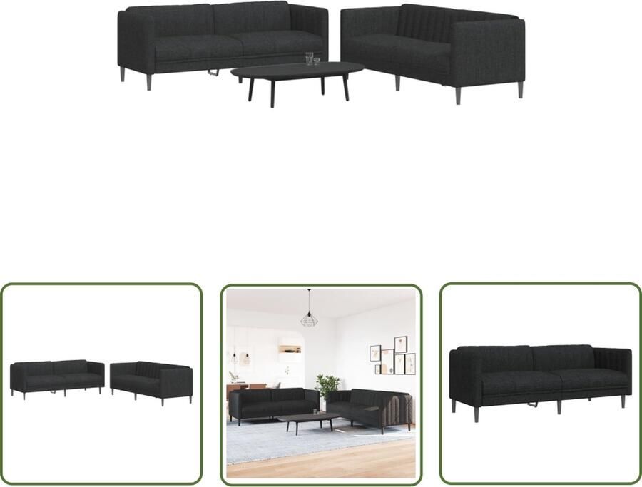 The Living Store Bank Lounge 2-zits 176x76.5x74.5cm Modern design Zwart Stof Comfortabel zitten Lounge Stoffen Bank Zweefstoelen Bankstel Loungehoek Fauteuils