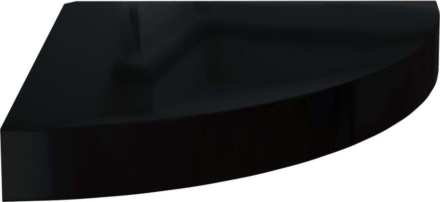 VidaXL Zwevend Hoekschap Hoogglans Zwart MDF Hoekplank Wandplank Zwarte Plank Mdf Plank Metalen Plank