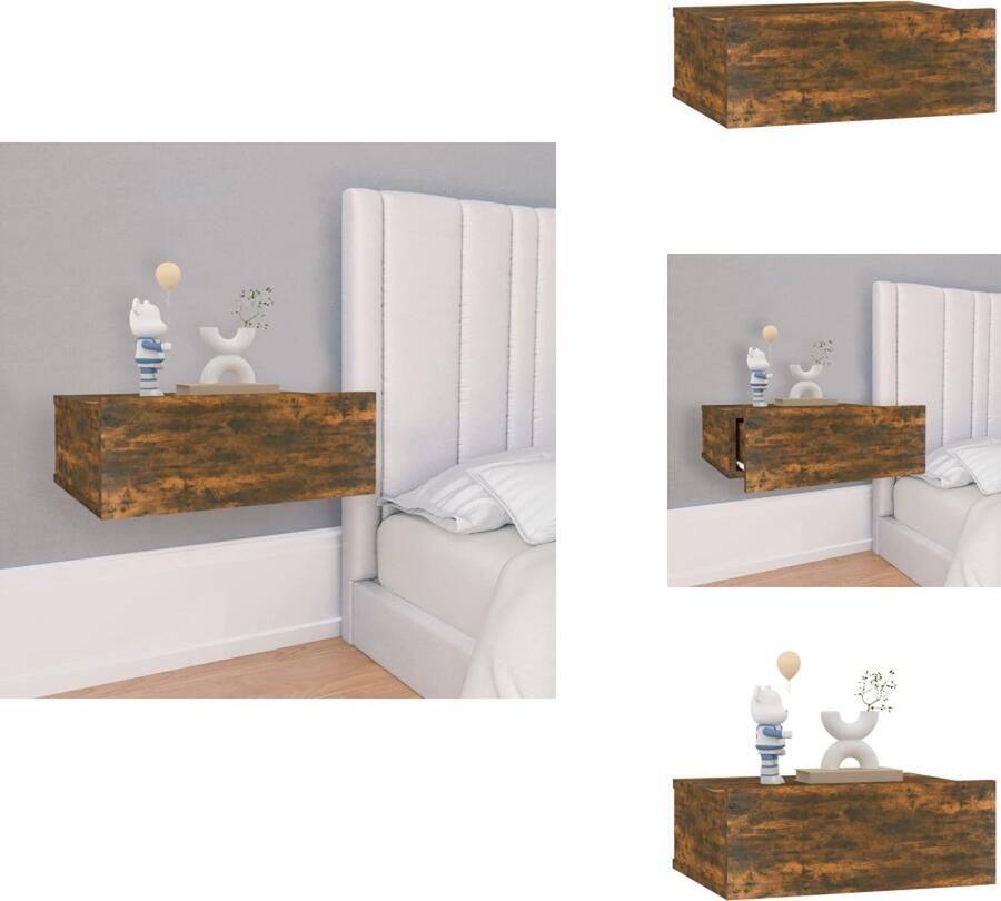 VidaXL Zwevend Nachtkastje Zwevende Nachtkastjes Nachtkastje Bedkastje Nachtkastje zwevend 40x30x15 cm bewerkt hout gerookt eikenkleur