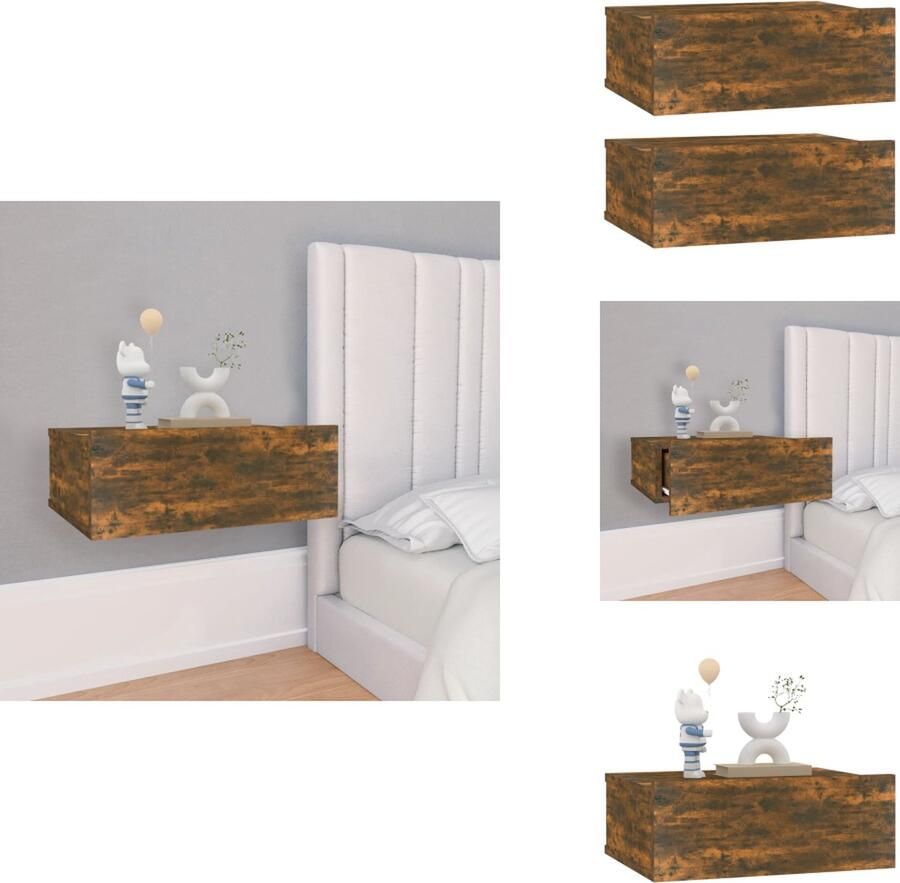 VidaXL Zwevend Nachtkastje Zwevende Nachtkastjes Nachtkastje Bedkastje Nachtkastjes 2 st zwevend 40x30x15cm bewerkt hout gerookt eiken