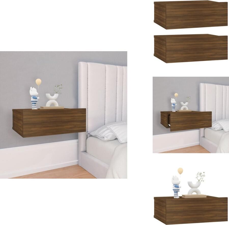 VidaXL Zwevend Nachtkastje Zwevende Nachtkastjes Nachtkastje Bedkastje Nachtkastjes 2 st zwevend 40x30x15 cm bewerkt hout bruineiken