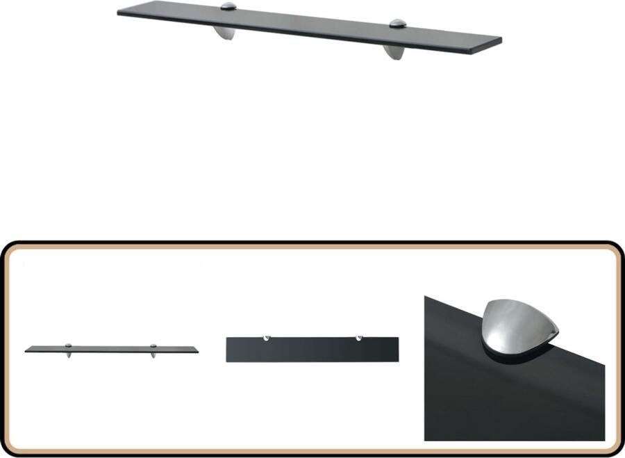 VidaXL Zwevend Schap 70x10 cm Veiligheidsglas Zwevende Plank Wandplank Zwarte Wandplank Glazen Wandplank Vitrinekast