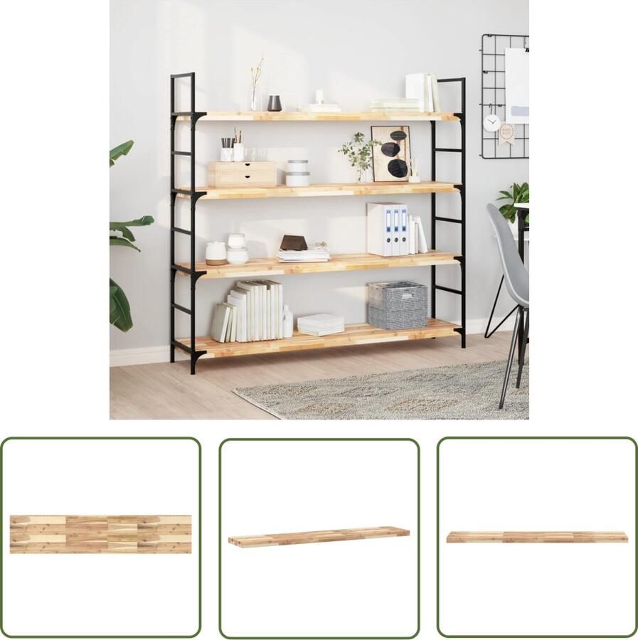 VidaXL Wandplank Zwevend Plank Wandschap zwevend 120x30x4 cm onbehandeld massief acaciahout Houtwanddecoratie Acaciahout Interieur Decoratie