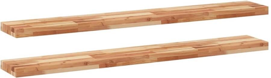 VidaXL Wandschappen 2 st zwevend olieafwerking 140x20x4 cm acaciahout Zwevend Schap Zwevende Schappen Wandschap Wandplank