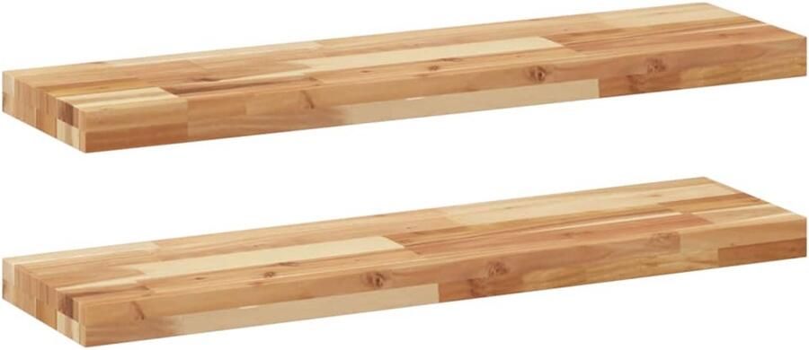 VidaXL Zwevend Schap Zwevende Schappen Wandschap Wandplank Wandschappen 2 st zwevend olieafwerking 80x20x4 cm acaciahout