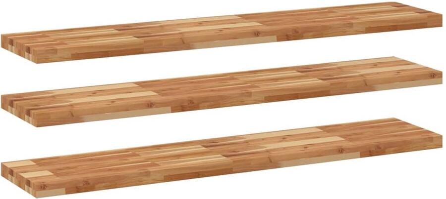 VidaXL Wandschappen 3 st zwevend olieafwerking 140x30x4 cm acaciahout Zwevend Schap Zwevende Schappen Wandschap Wandplank