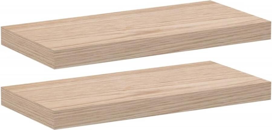 The Living Store Wandschapppen 2 st 50x23 5x4 cm bewerkt hout Zwevende Wandplanken Houten Wandplanken Wanddecoratie Opbergwand Minimalistisch Wonen