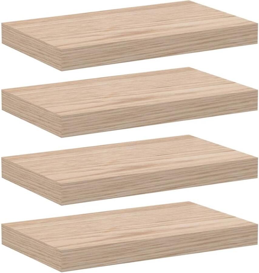 VidaXL Wandschapppen 4 st 40x23 5x4 cm bewerkt hout Zwevend Schap Zwevende Schappen Wandschap Wandplank