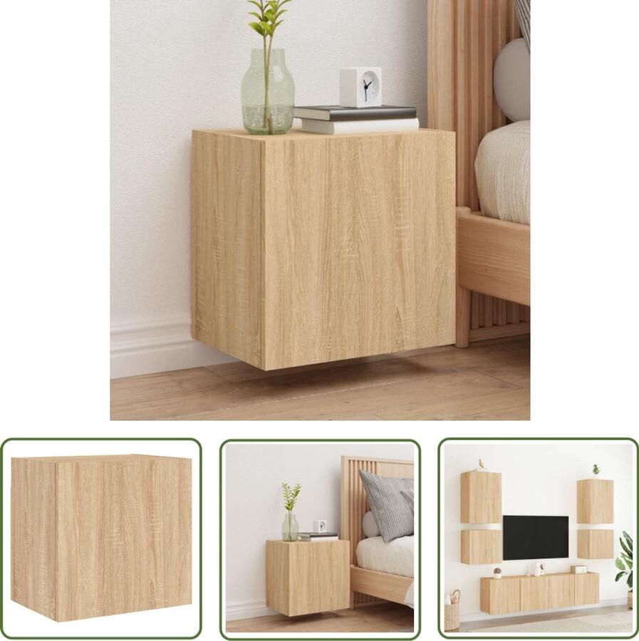 The Living Store Tv-wandmeubel 40 5x30x40 cm bewerkt hout sonoma eikenkleurig Tv-meubel Zwevend Tv-meubel Tv-wandmeubel Salontafel Houten Tv-standaard